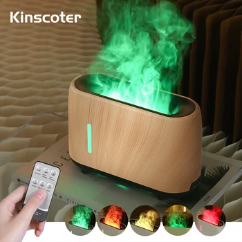 Kinscoter 240 мл, Електрически подарък овлажнител на въздуха Пламък, Цветни, Ароматни дифузор етерично масло Fire с дистанционно управление