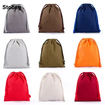 StoBag, 5 бр. цветни памучни ленени чанти на съвсем малък, Тъканно опаковка за малки бижута, подаръчни пакети за съхранение, Преносими, джобни чанти-организаторите