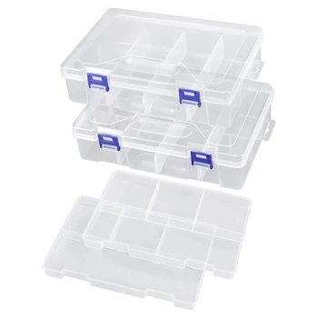 Кутия за принадлежности Кутия за риболовни принадлежности Кутия за съхранение 2 Отделения за опаковане на Кутия за съхранение на Прозрачен контейнер за съхранение с разделители
