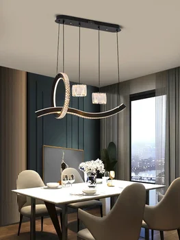 Модерни минималистичные лампи за хранене, Нов Шарени Домакински лампа Луксозна маса за хранене, бар плот Кристален полилей