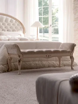 Легло от масивно дърво, мек диван, табуретка, спалня, тъканно легло в европейски стил, предния стол, табуретка за обувки, диван, пейка