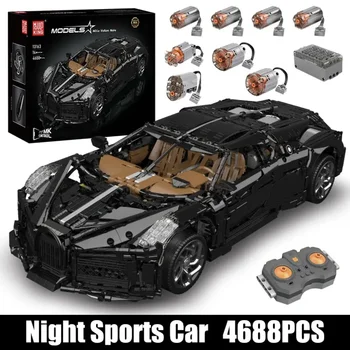 2023 Нов Стръмен Черен Супер Спортен Автомобил MOC 1:8 Bugattied La voiture де Noire Мощност на Двигателя на превозното средство Градивен елемент на Модел на Играчки за Възрастни Подарък