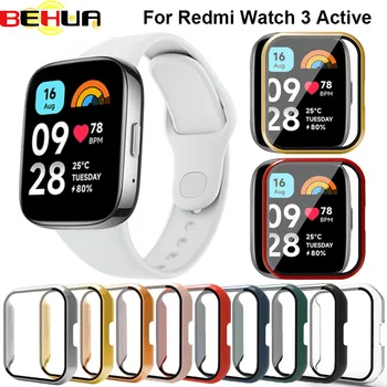 BEHUA Пълен Защитен Калъф За Redmi Watch 3 Active Screen Protector Cases Cover Shell + Фолио, изработени От Закалено Стъкло, 3 lite Аксесоари