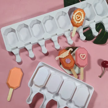 Осмоъгълна Силиконова форма за сладолед с скъпоценния камък САМ Шоколадов десерт Форма за popsicle Кухненски инструмент за вземане на блокове лед