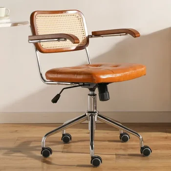 Офис стол от ратан MOMO, Кожен стол в японския ретро Стил, Компютърен стол, Въртящо се кресло за дома, desk, Отвличане на стол, Стол знаменитост.
