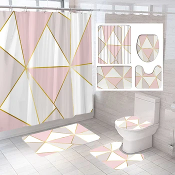 Геометрична завеса за душ, абстрактен Мрамор принт, завеси за баня, облицована с Мрамор завеса за баня, водоустойчив полиестер за декора на банята