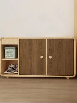 Кратък гардероб, шкаф за съхранение от масивно дърво, шкаф за съхранение на спалня, отворена малка кофа в скандинавски стил минималистичном