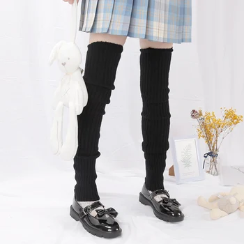 70 см JK Гамаши Дамски Есен-Зима Над Коляното Вязаный Калъф За Краката, Дълги Чорапи на Бели Y2K Пънк Готически терлици на една Кука Копчета За Обувки