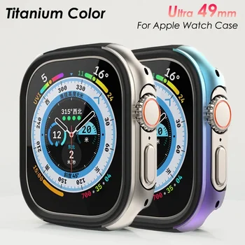 Калъф титанов цвят за Apple Watch Ultra 2 49 мм от с сплав, матиран водоустойчив защитен метален корпус за iWatch серията ultra 49 мм