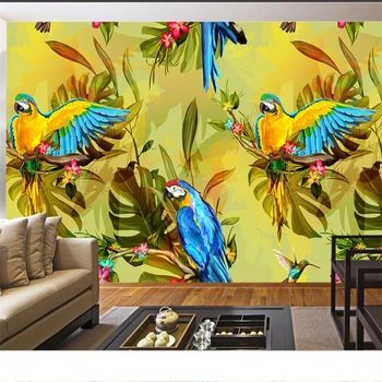 wellyu papel de parede HD естетичен югоизточен азиатски стил ретро-ръчно рисувани цветя и птици декоративна живопис стенопис