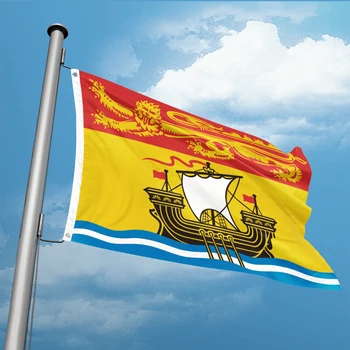 Канадски Флаг Нова-град брънзуик 3 фута x 5 фута От Полиестер, който да се вее Знамето 90 * 150 см С Двойно Проникване, Изработени По Поръчка За Външно И Вътрешно Тънък Шиене