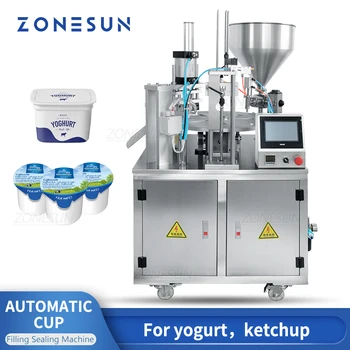 Автоматична машина за пълнене, затваряне и запечатване, желе, кисело мляко, сладолед, сок, захар, мед ZONESUN с превръщането чаша