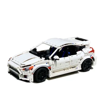 Бял Нов електрически спортен автомобил RS MK3 в събиране, свързване на блок, Модел 2990, Подробности за изграждане на блоковете, Подарък за деца на рожден Ден