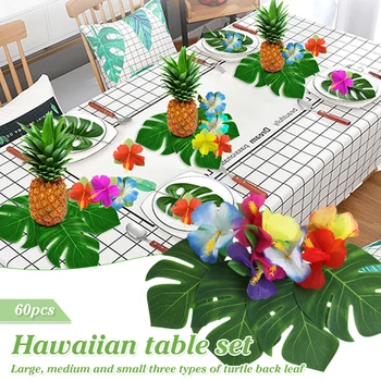 2023 Изкуствени Тропически Палмови листа, Хавайски Фалшиви Копринени листа, Лятно Тематично украса за парти на открито, Подпори за сервиране на масата в помещението