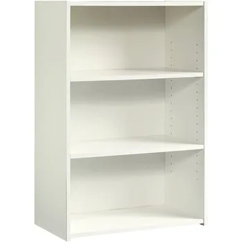 Книжен шкаф с 3 рафтове, мека бяла повърхност