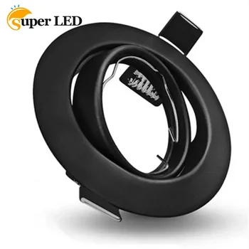 Черно кръгло Желязо метален отвор 62 мм за осветителни тела с въртяща се рамка за вградените прожектори