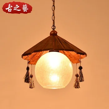 Тавана лампа в китайски стил в стил Ретро, Ностальгическая индивидуалност, креативна трапезария лампа от масивно дърво с една глава, бар-часова рецепция
