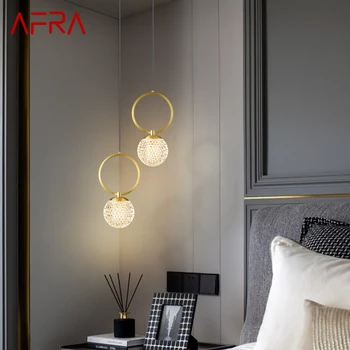 Модерен мед окачен лампа AFRA, led полилей от златен месинг, прост и класически креативен интериор за дома, прикроватной нощни шкафчета в спалнята