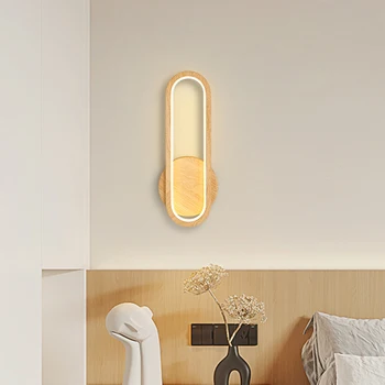 Модерен led дървен стенен лампа, прост пръстен от черното злато, вътрешна лампа за дневна, Нощна лампа за спални, монтиран на стената лампа за ресторант, вътрешна лампа