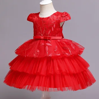 Детски рокли с бродерия във формата на листа, тюлевые рокли-опаковки за момичета от 0 до 6 месеца, облекло за новородени за рожден ден, рокля за новородени и за деца