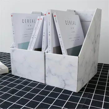 Офис чекмеджето Nordic Cardboard за съхранение на книги, кутии с мрамор модел, Държач за хартия с формат А4, Офис Организатор, Настолен Органайзер