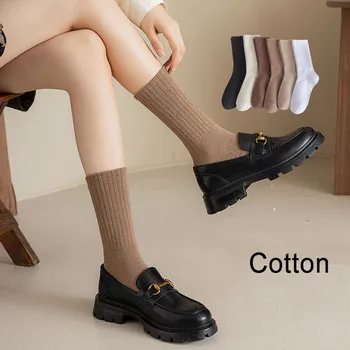 Чорапи памук Унисекс, Дамски, мъжки, зимни обикновена Кальцетиновые чорапи със средна дължина, дебели топли сладки Домашни чорапи по пода, чорапи
