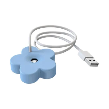 Мини Преносим овлажнител за въздух с USB-кабел, фланец дизайн, Безцилиндровый овлажнител, персонален овлажнител на въздуха за пътуване, за спални, синьо