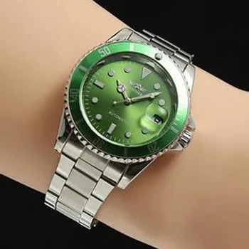 Часовници T-WINNER Мъжки Модни Спортни Зелени Часовници С Въртяща Безелем Автоматична Дата на Автоматични Механични Ръчни Часовници за Мъже Reloj Hombre
