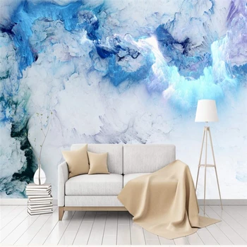 Индивидуални тапети, Скандинавски минимализъм абстрактен цвят облак стенопис Дневна спалня фон украса на стената картина behang