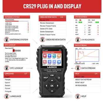 Launch Creader CR529 OBD2 Скенер Автомобилна Диагностика OBDII САМ Code Reader Car Diag Инструменти за Автоматично сканиране, Проверка на Двигателя 529 PK CR319