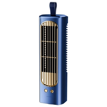 Безшумен Хладилен Климатик с циркулация на въздуха 90 °, Преносим Външен Настолен Вентилатор Без остриета Син цвят