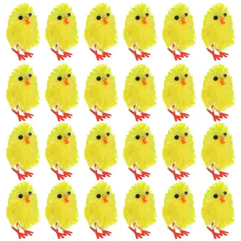 Имитация на Мини-Великденски Пилета, Изкуствена Плюшен Жълто Пиле, Украса за работния плот, Украса за Пролетното парти
