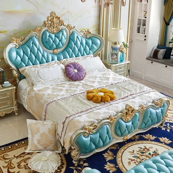 Най-горния слой от телешка кожа, легло принц, легло за принцеса на френския дворец, вила с двойно легло с кралски размери (king-size