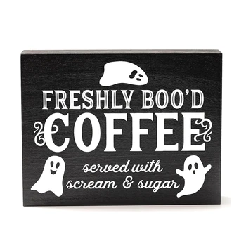 Наскоро освистанная кафе знак, интериор на кафе-бар на Хелоуин, кухня декор за Хелоуин, трайни