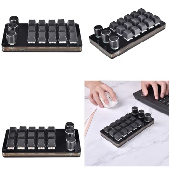 15 Клавиши, USB Мини клавиатура за програмиране на Макро-Pad с 3 Дръжки, Макро-Механични Челночный кораб