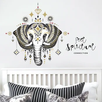 Стикери за стена с изображение на религиозен слон в скандинавски стил с мультяшными животни за хола спални Художествени етикети за детската стая с Големи Стенописи
