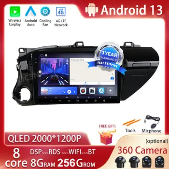 Android 13 За Toyota Hilux 2016-2020 Авто Радио приемник с Екран, Мултимедиен Плейър GPS Навигация Carplay БТ Главното устройство Авторадио