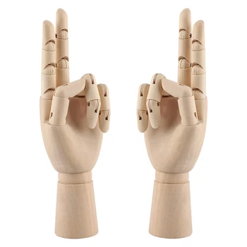 Дървено ръчно модел, 2 броя, 12 см, арт манекен за лявата и дясната ръка, статуетка за демонстрация на ръчно изработени бижута, декорации