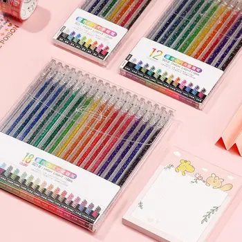 1 комплект Цветен гелевой дръжки Полезни многоцветни химикалки Дизайн клипове Детски подарък Цветна писалка за писане луминесцентна дръжка
