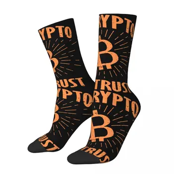 Забавни баскетболни чорапи Crypto We Trust Bitcoin от полиестер със средна тръба за унисекс, абсорбиращи потта