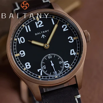 Мъжки механичен часовник Baltany, бронзови ръчен часовник Seagull ST3620 с ръчен механичен ход, сапфирен кристал, ръчен часовник