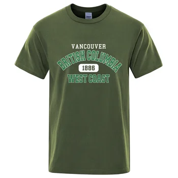 Ванкувър, Британска Колумбия, 1888, Западния бряг, луксозни тениски, мъжки модни дишаща тениска, Свободни летни памучни ризи, тениски, дрехи
