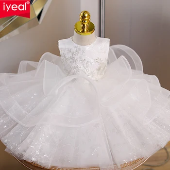 Водеща IYEAL рокля за пиано изпълнения, бебешка рокля на принцеса сватбена рокля за момиче-цвете момичета рокля за парти по случай рожден ден за едно малко момиченце