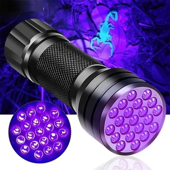 Преносим 21 led UV uv фенерче Blacklight 395NM Мини-фенерче-светкавица петна от урина на домашни любимци, фенери черно светлина