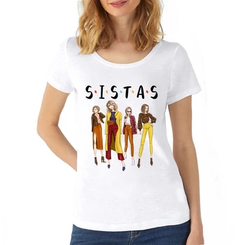 Нова креативната Женска тениска Смешни Sistas Fierce Приятелка Women Together Best Friend Риза В стил Хип-Хоп Градинска Тениска
