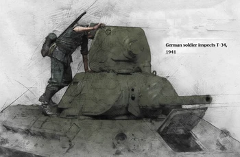 Фигурки от катран в мащаб 1/35 Модела на Сцената войници проверяват на Т-34 1 фигурка GK156 в разглобено формата на неокрашенная