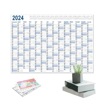 Годишен Стенен календар в 2024 година, през Цялата Година, Голям Календар, Календар за цялата година Календар за 365 дни, Голям Плакатный календар за
