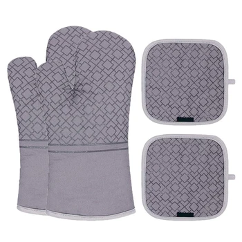 Кухненски ръкавици и прихваткодержатели, готварска ръкавица за фурна, Топлоустойчиви кухненски ръкавици и прихваткодержатель продълговата форма на 500 градуса