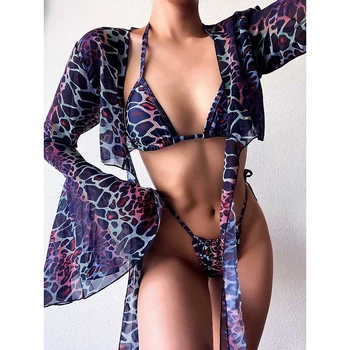 2021 Секси комплект от бикини с принтом и покритието, дамски бански костюми, Бразилски бански, Дамски бански костюми, Лятна плажно облекло, бански костюм