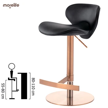 Стол бар, луксозен стол от рецепцията, домакински подвижен въртящ се бар стол от неръждаема стомана, с функция за повдигане и завъртане